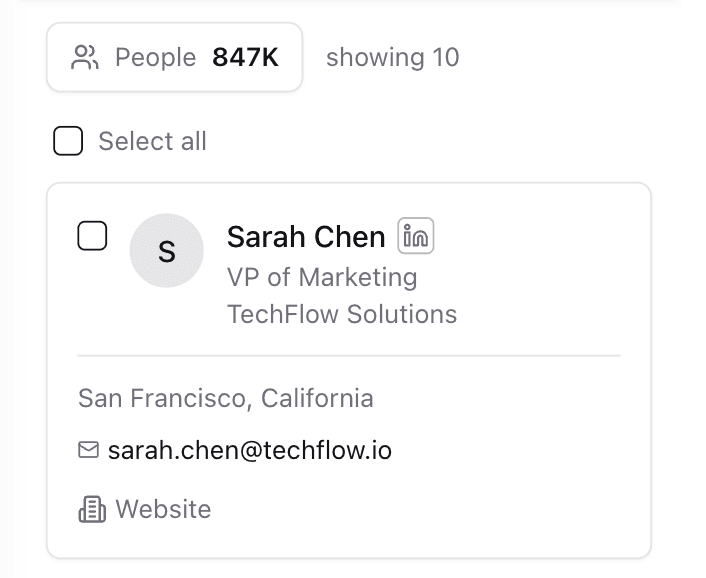 Lead Discovery mobile interface